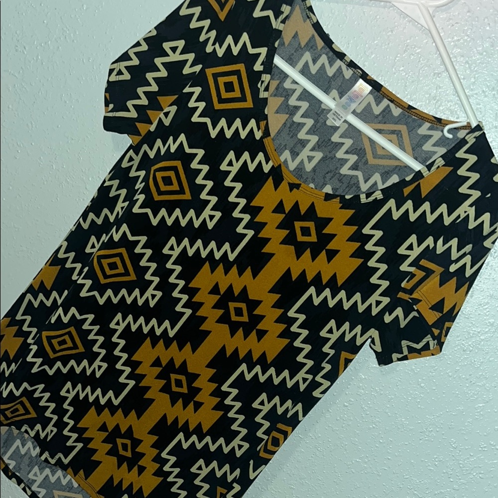 Geometric Patterned Black and Gold Women's Top